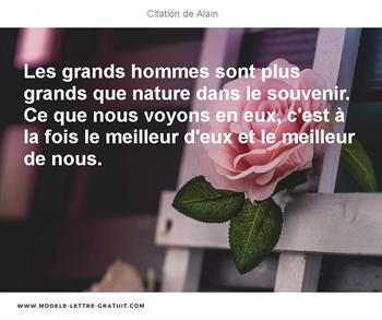 Les Grands Hommes Sont Plus Grands Que Nature Dans Le Souvenir Alain