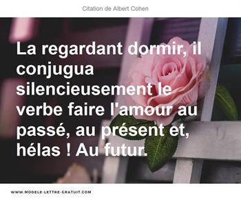 La Regardant Dormir Il Conjugua Silencieusement Le Verbe Faire Albert Cohen