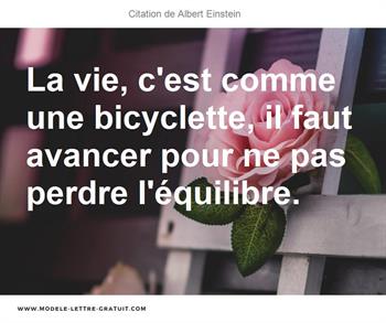 La Vie C Est Comme Une Bicyclette Il Faut Avancer Pour Ne Pas Albert Einstein