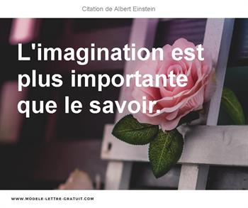 Albert Einstein A Dit L Imagination Est Plus Importante Que Le Savoir