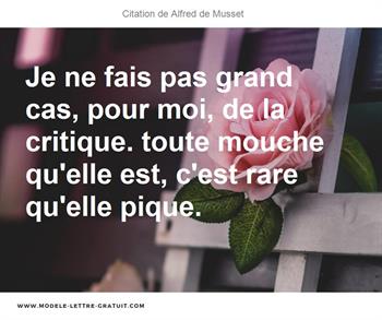 Je Ne Fais Pas Grand Cas Pour Moi De La Critique Toute Mouche Alfred De Musset