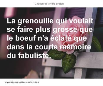 La Grenouille Qui Voulait Se Faire Plus Grosse Que Le Boeuf N A Andre Breton