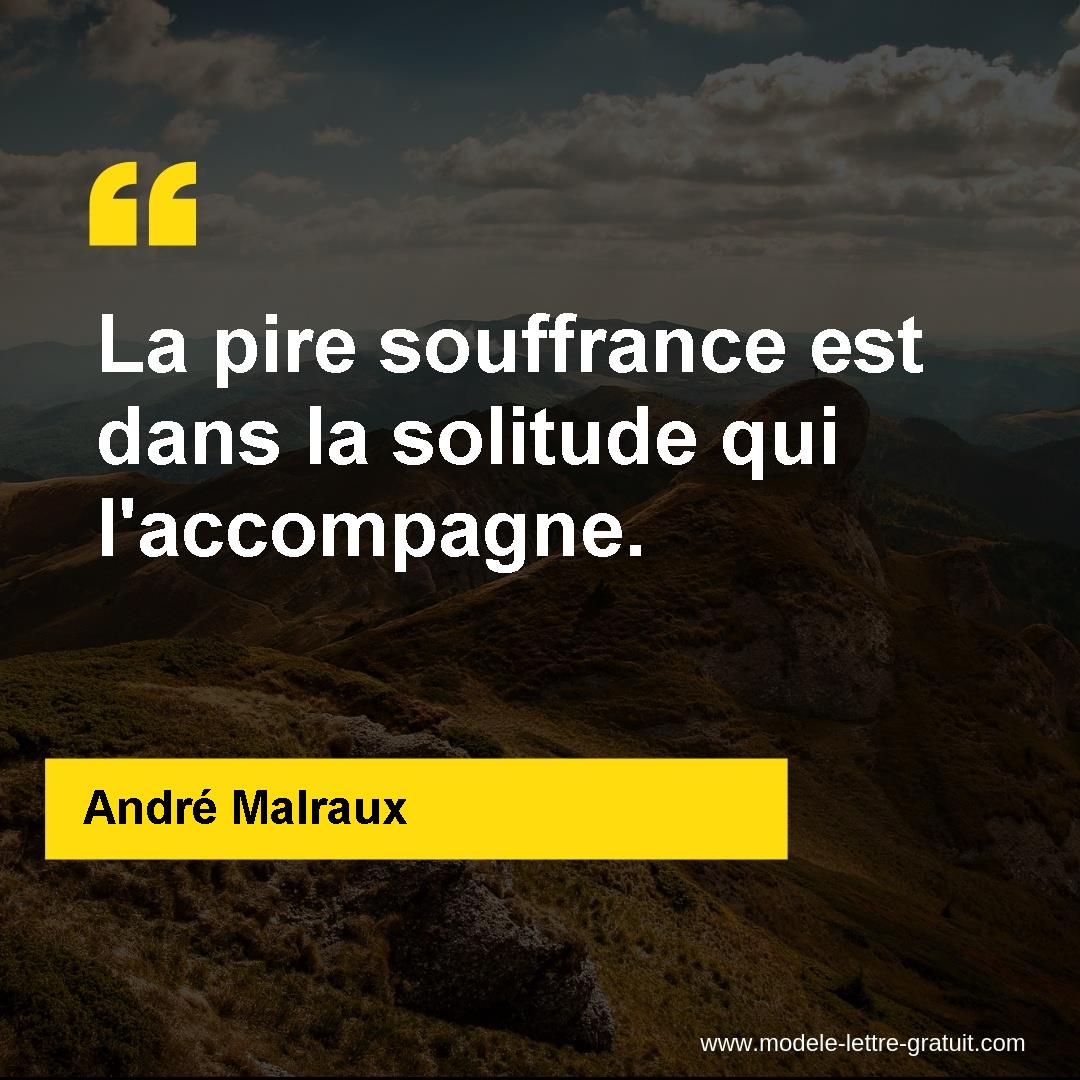 La Pire Souffrance Est Dans La Solitude Qui L Accompagne