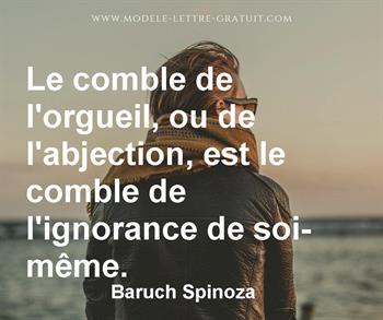 Le Comble De L Orgueil Ou De L Abjection Est Le Comble De Baruch Spinoza