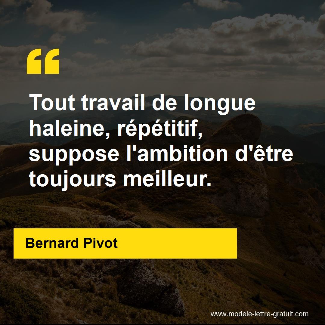 Tout Travail De Longue Haleine Repetitif Suppose L Ambition Bernard Pivot