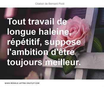 Tout Travail De Longue Haleine Repetitif Suppose L Ambition Bernard Pivot