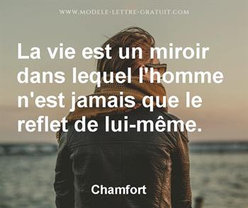 La Vie Est Un Miroir Dans Lequel L Homme N Est Jamais Que Le Chamfort