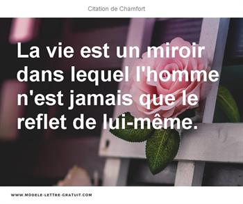 La Vie Est Un Miroir Dans Lequel L Homme N Est Jamais Que Le Chamfort