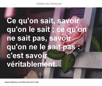 Ce Qu On Sait Savoir Qu On Le Sait Ce Qu On Ne Sait Pas Confucius