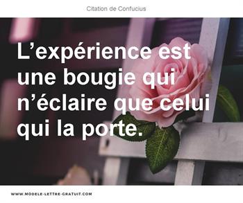 L Experience Est Une Bougie Qui N Eclaire Que Celui Qui La Porte