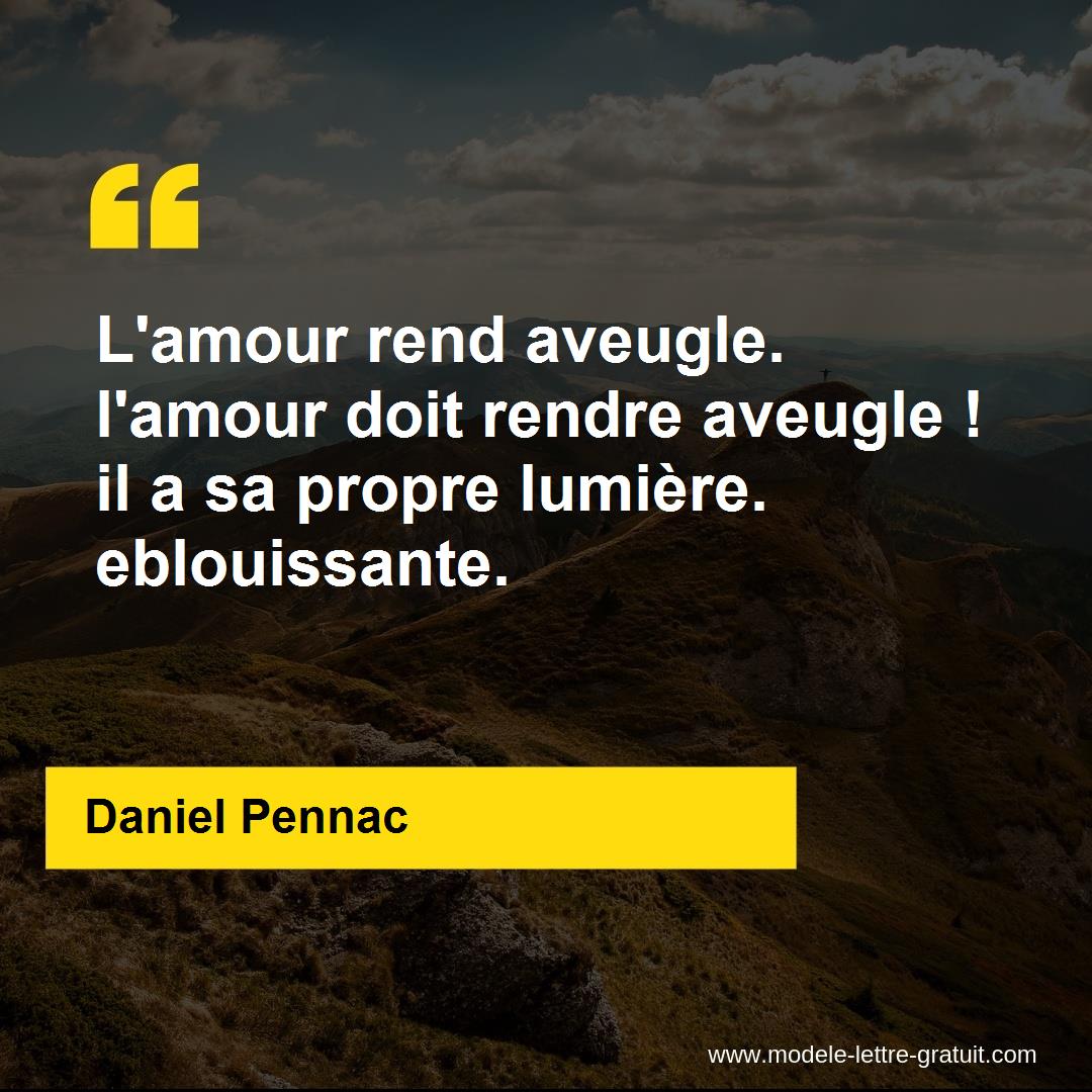 L Amour Rend Aveugle L Amour Doit Rendre Aveugle Il A Sa Daniel Pennac