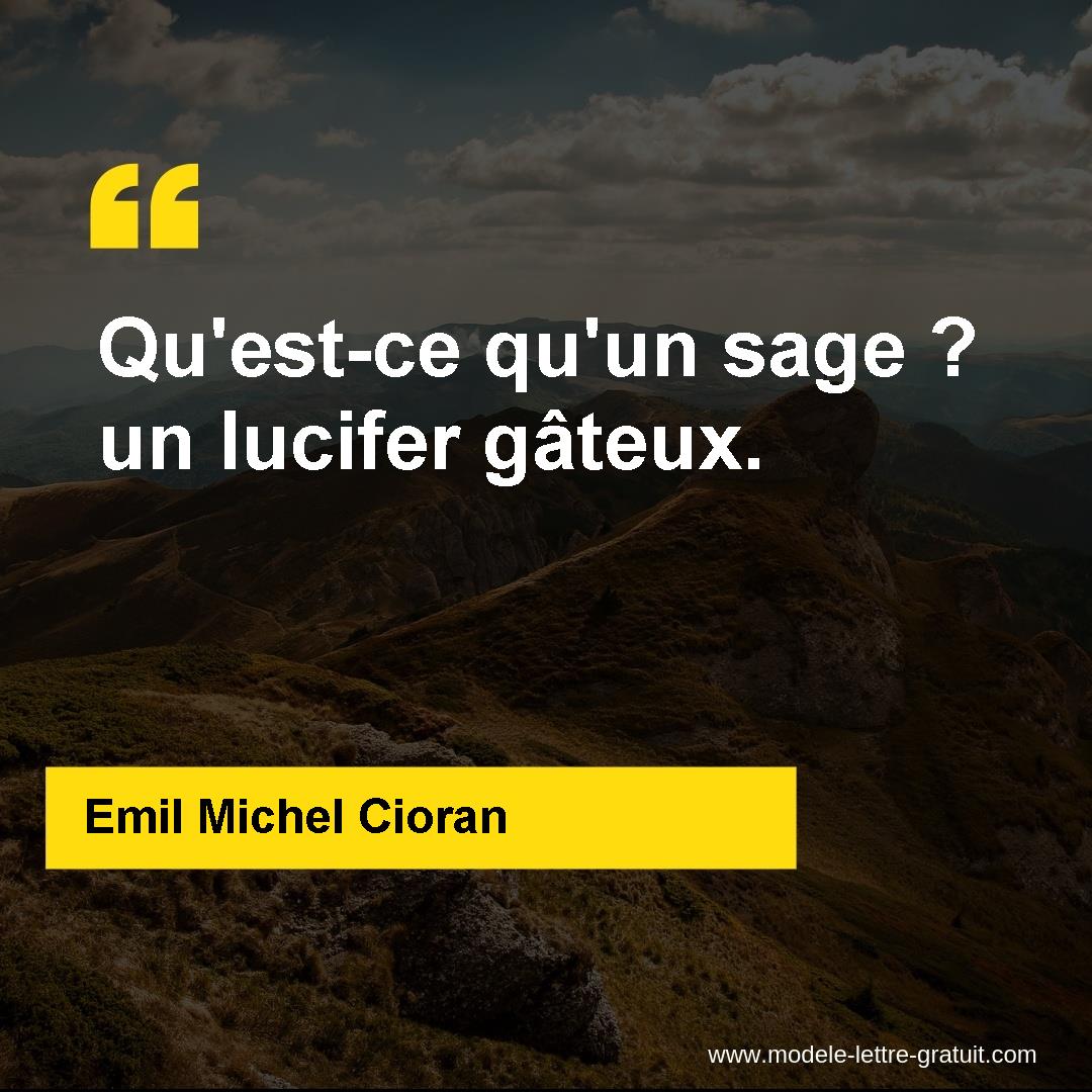 Emil Michel Cioran A Dit Qu Est Ce Qu Un Sage Un Lucifer Gateux