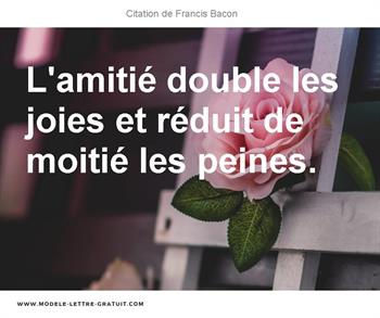L Amitie Double Les Joies Et Reduit De Moitie Les Peines