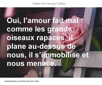 Oui L Amour Fait Mal Comme Les Grands Oiseaux Rapaces Il Francois Truffaut