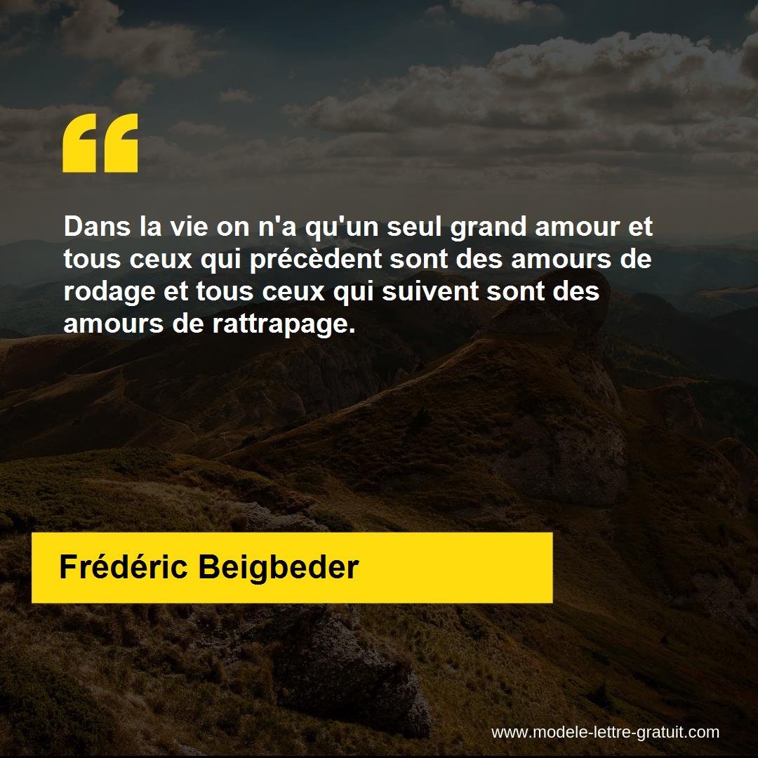 Dans La Vie On N A Qu Un Seul Grand Amour Et Tous Ceux Qui Frederic Beigbeder