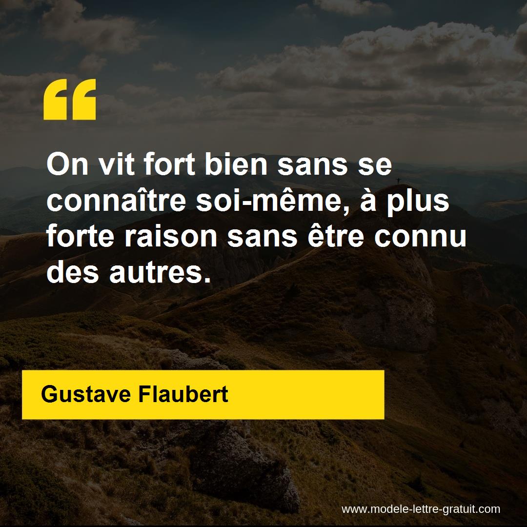 On Vit Fort Bien Sans Se Connaitre Soi Meme A Plus Forte Raison Gustave Flaubert