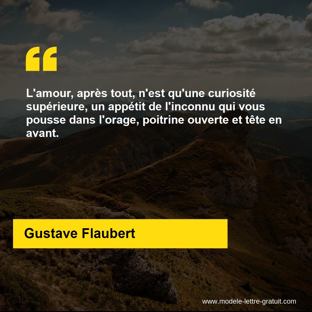 L Amour Apres Tout N Est Qu Une Curiosite Superieure Un Gustave Flaubert