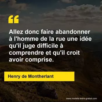 Citation Henry de Montherlant