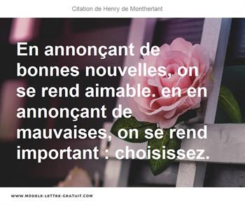 Citations Henry de Montherlant