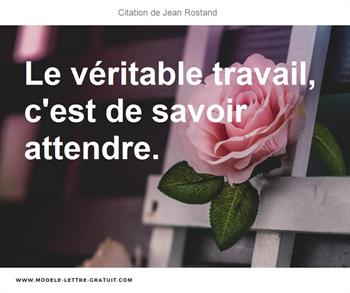 Jean Rostand A Dit Le Veritable Travail C Est De Savoir Attendre