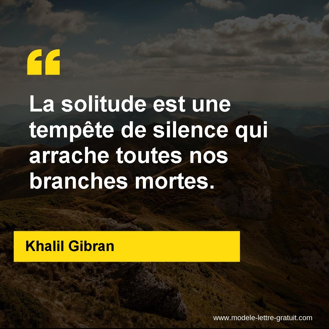 La Solitude Est Une Tempete De Silence Qui Arrache Toutes Nos Khalil Gibran