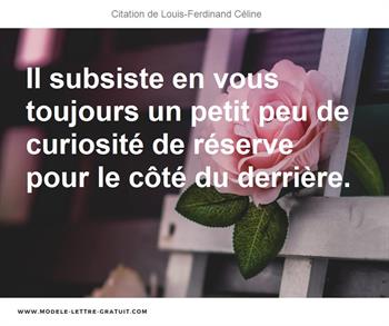 Il Subsiste En Vous Toujours Un Petit Peu De Curiosite De Louis Ferdinand Celine