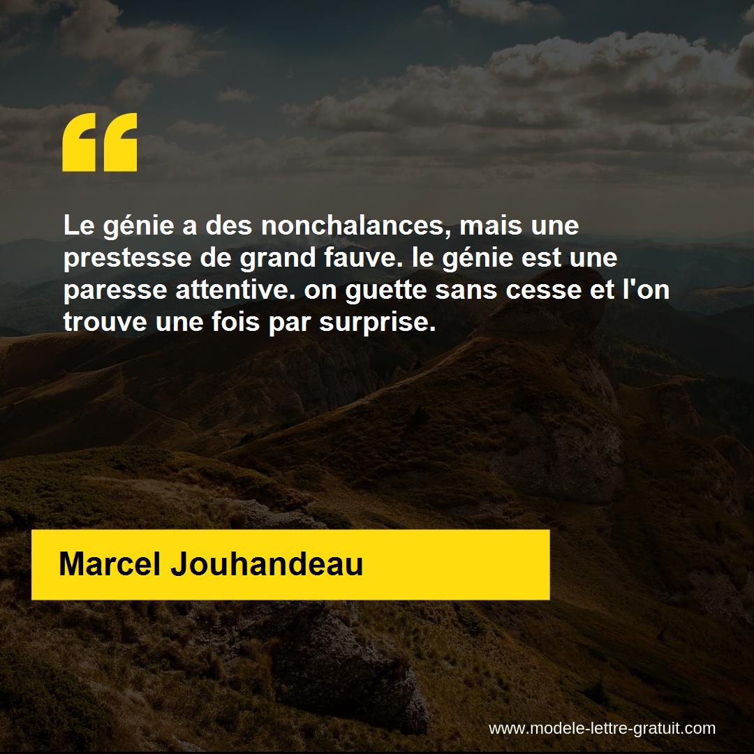 Le Genie A Des Nonchalances Mais Une Prestesse De Grand Fauve Marcel Jouhandeau