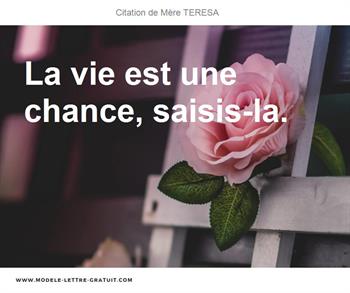 Mere Teresa A Dit La Vie Est Une Chance Saisis La