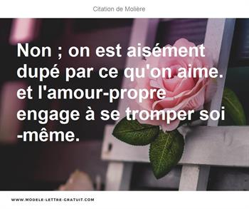 Non On Est Aisement Dupe Par Ce Qu On Aime Et L Amour Propre Moliere