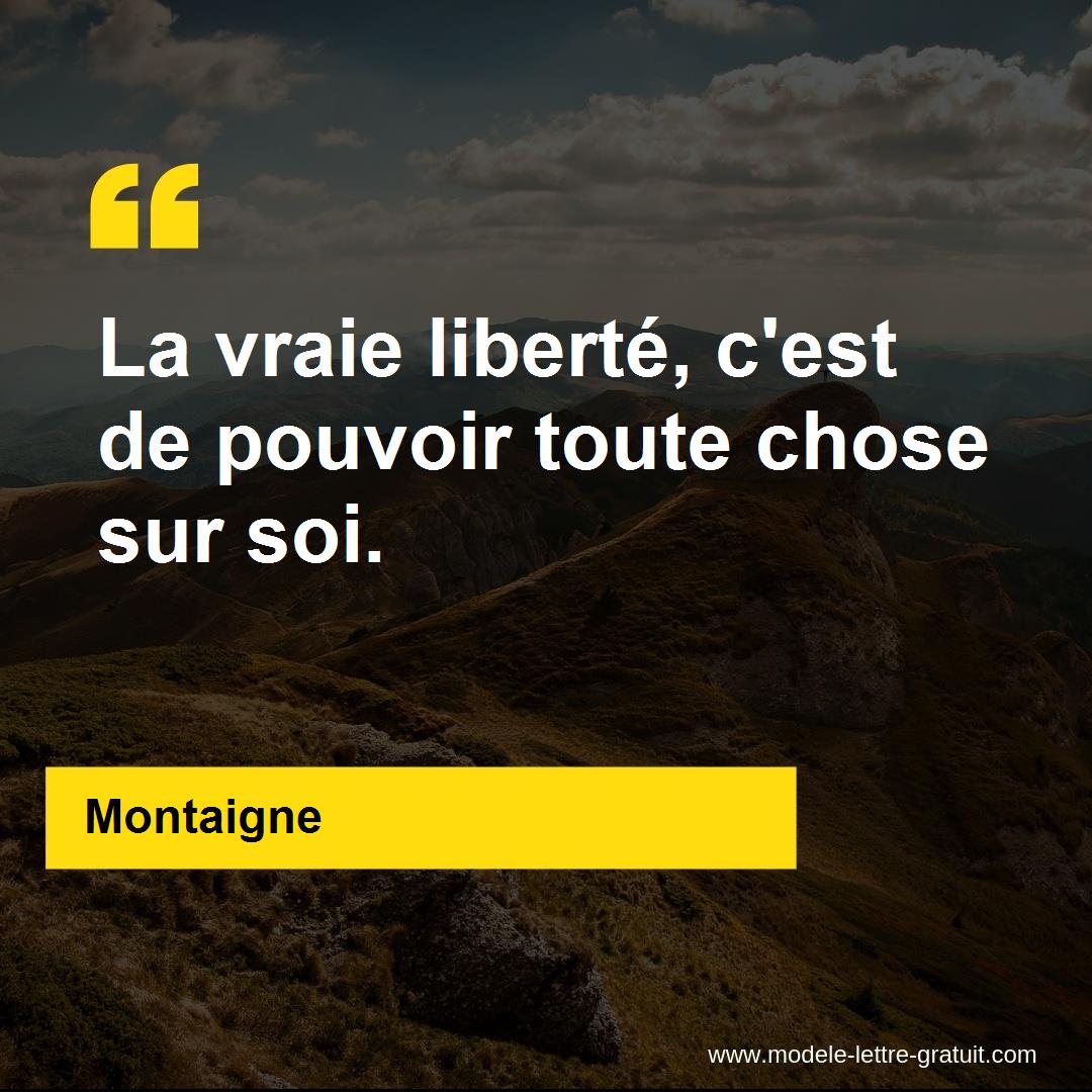 La Vraie Liberte C Est De Pouvoir Toute Chose Sur Soi