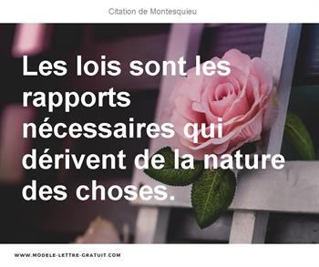 Les Lois Sont Les Rapports Necessaires Qui Derivent De La Nature Montesquieu