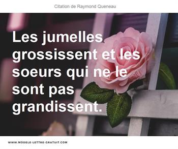 Les Jumelles Grossissent Et Les Soeurs Qui Ne Le Sont Pas Raymond Queneau