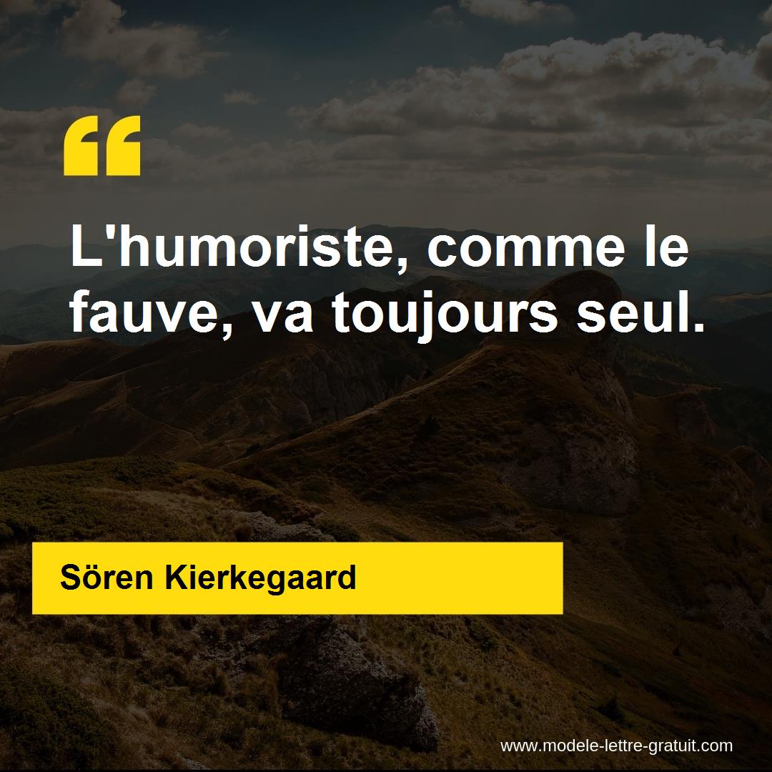 Soren Kierkegaard A Dit L Humoriste Comme Le Fauve Va Toujours Seul