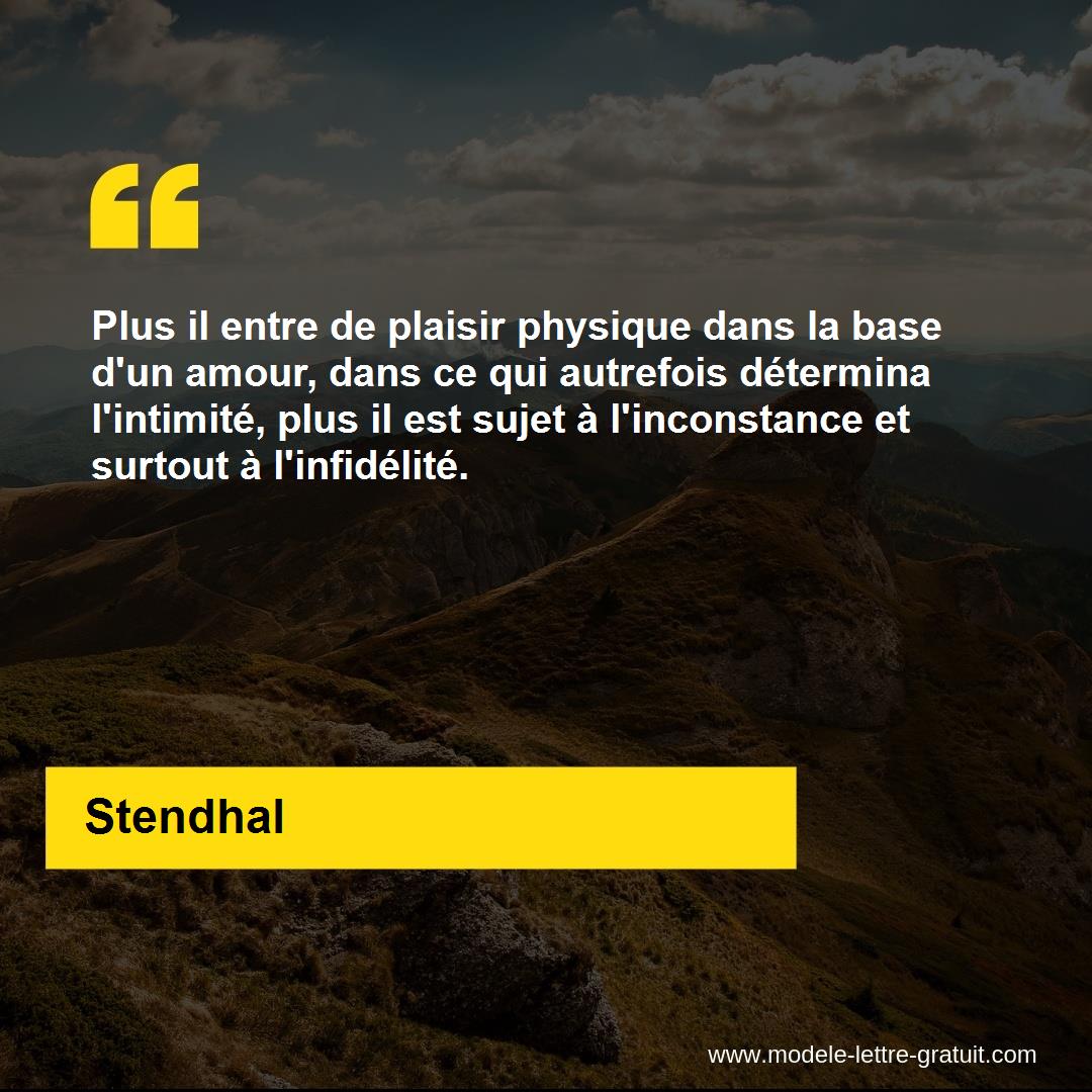 Plus Il Entre De Plaisir Physique Dans La Base D Un Amour Dans Stendhal