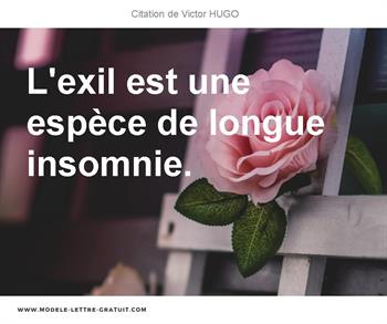 Victor Hugo A Dit L Exil Est Une Espece De Longue Insomnie