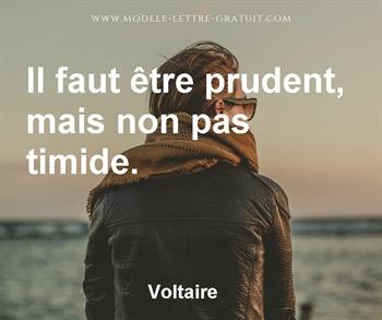 Voltaire A Dit Il Faut Etre Prudent Mais Non Pas Timide