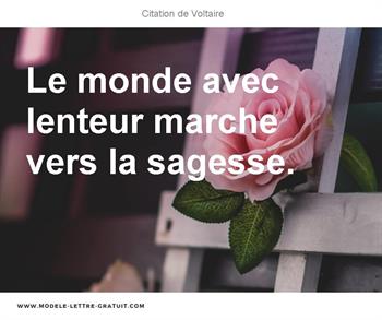 Voltaire A Dit Le Monde Avec Lenteur Marche Vers La Sagesse