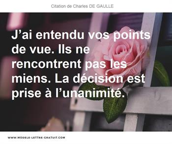 J Ai Entendu Vos Points De Vue Ils Ne Rencontrent Pas Les Charles De Gaulle