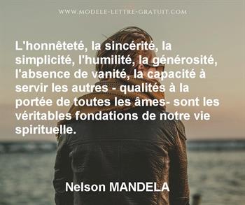 L Honnetete La Sincerite La Simplicite L Humilite La Nelson Mandela