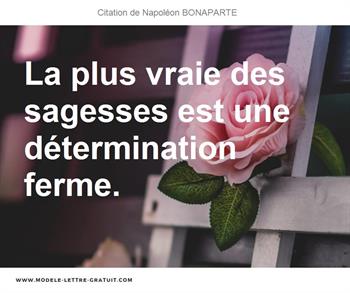 La Plus Vraie Des Sagesses Est Une Determination Ferme