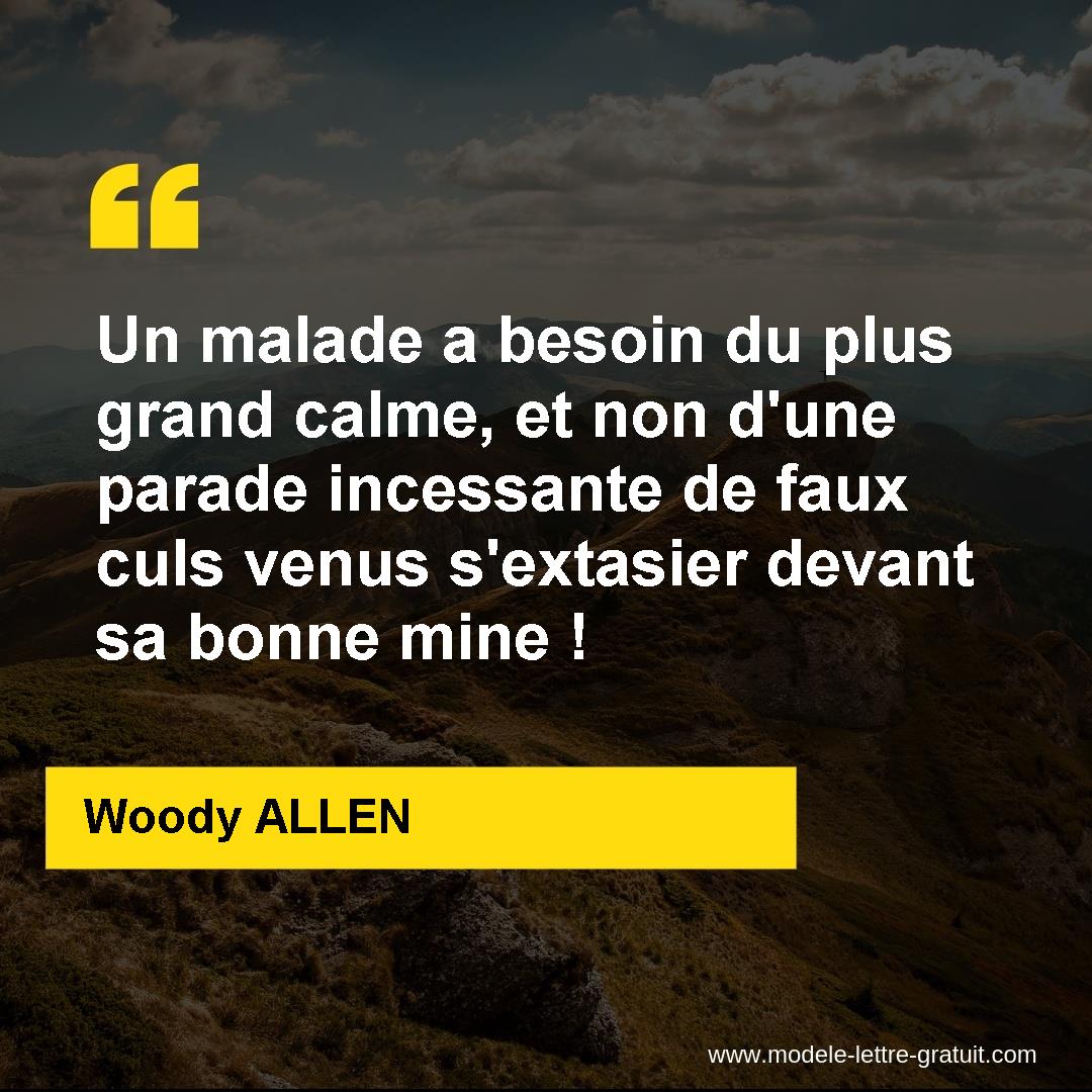 Un Malade A Besoin Du Plus Grand Calme Et Non D Une Parade Woody Allen