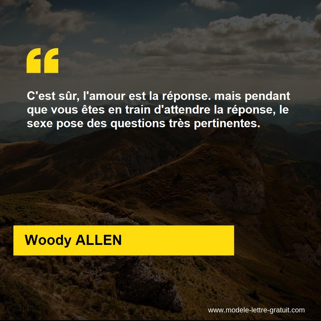 C Est Sur L Amour Est La Reponse Mais Pendant Que Vous Etes En Woody Allen