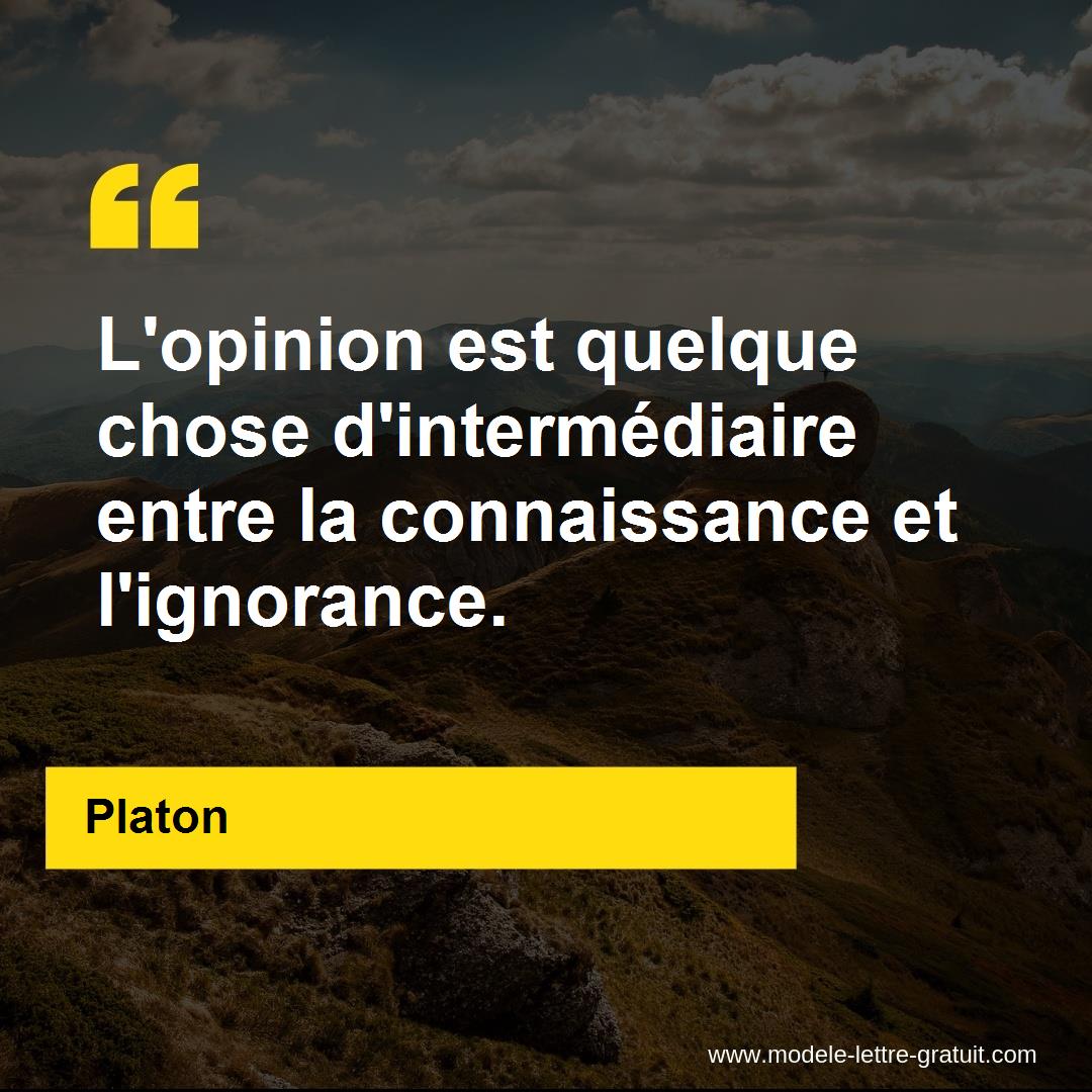 L Opinion Est Quelque Chose D Intermediaire Entre La Platon