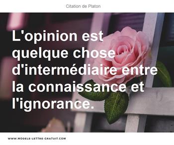 L Opinion Est Quelque Chose D Intermediaire Entre La Platon