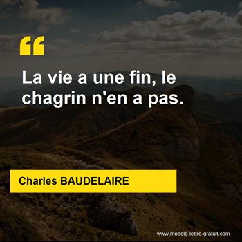 Charles Baudelaire A Dit La Vie A Une Fin Le Chagrin N En A Pas