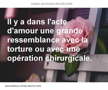 Il Y A Dans L Acte D Amour Une Grande Ressemblance Avec La Charles Baudelaire