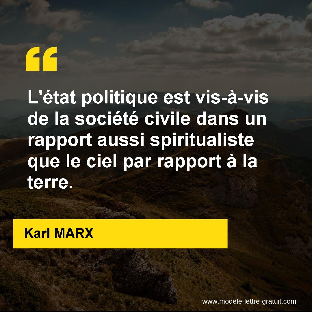 L Etat Politique Est Vis A Vis De La Societe Civile Dans Un Karl Marx