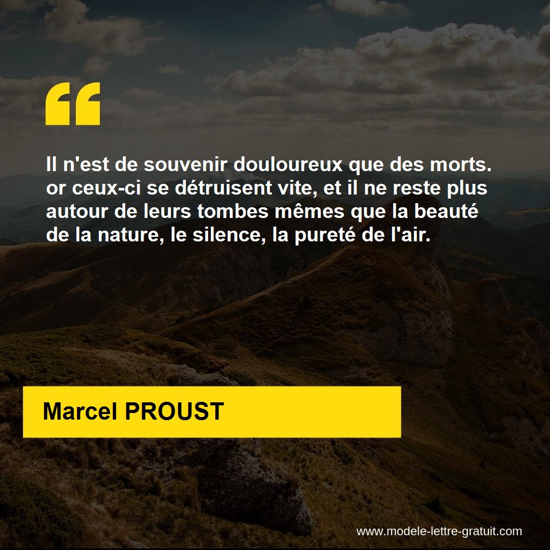 Il N Est De Souvenir Douloureux Que Des Morts Or Ceux Ci Se Marcel Proust
