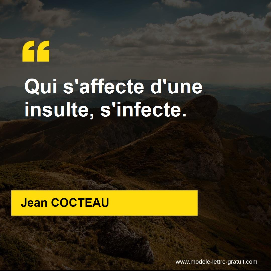 Jean Cocteau A Dit Qui S Affecte D Une Insulte S Infecte