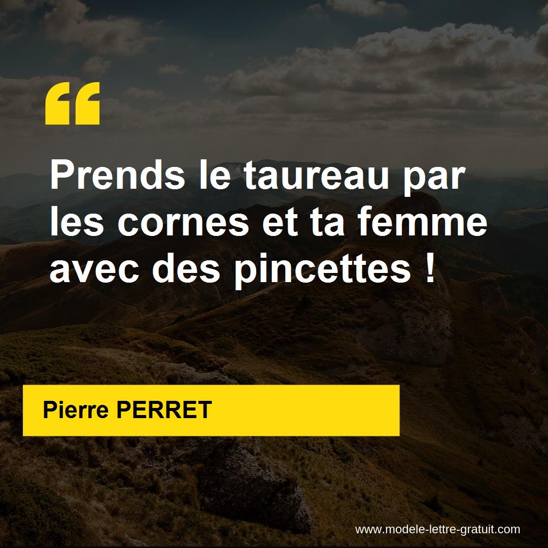 Prends Le Taureau Par Les Cornes Et Ta Femme Avec Des Pincettes Pierre Perret